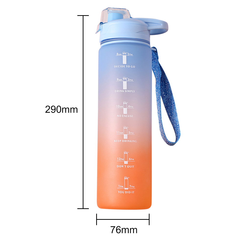 1L Large Capacity Water Bottle Straw Cup High Temperature Plastic Water Cup Time Scale Frosted Outdoor Sports Student Couple Cup: B