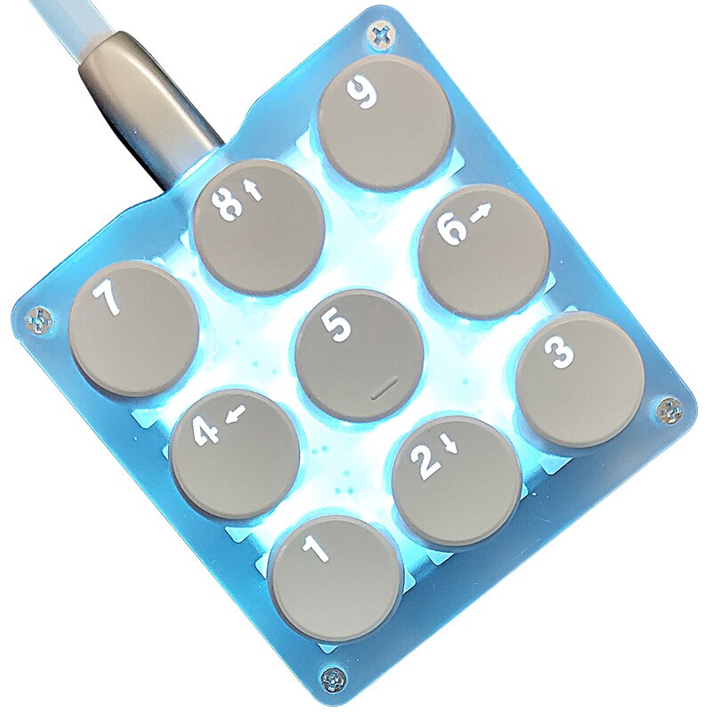 Mini mekaaninen näppäimistö 9 näppäintä makro osu näppäimistö diy mukautettu ohjelmoitava rgb led -taustavalo sähköpeli pc kannettava tietokone mac: Vihreä akselin pyöreä avain