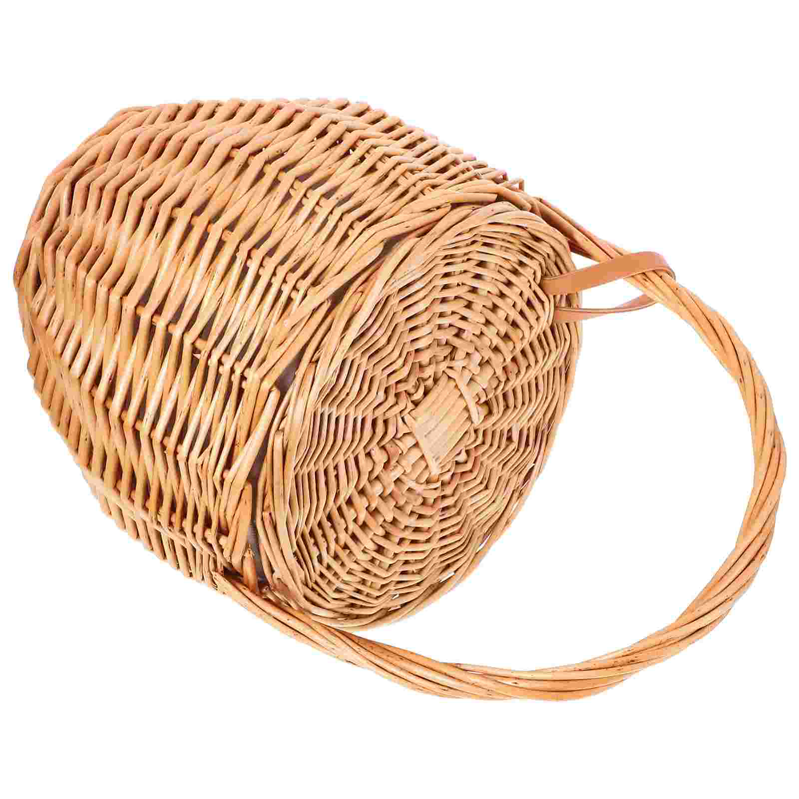 Cesta de vime para piquenique, cesta de armazenamento, portátil, tecido, para compras, viagem, suporte de flores, recipiente com alça, uso doméstico: Vermelho