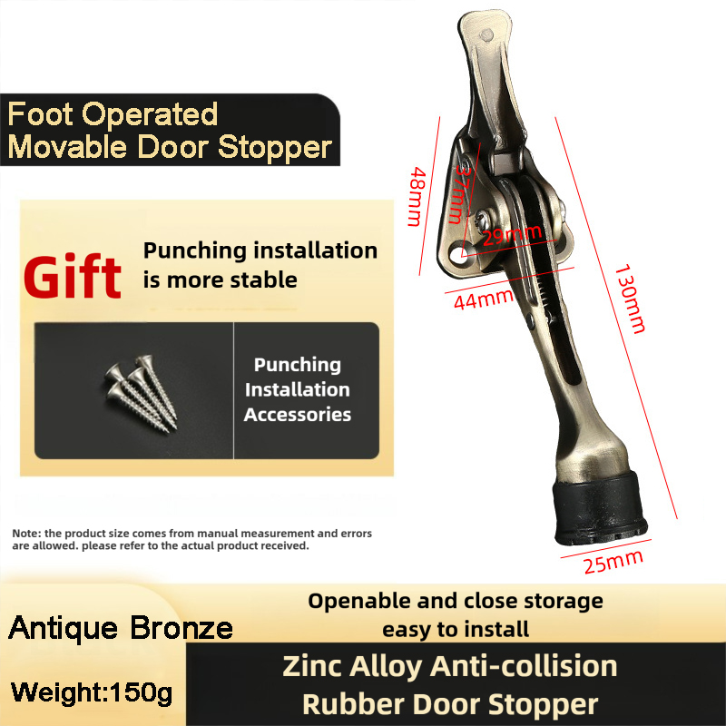 Support de butoir de porte coupe-vent à pédale, mobile, anti-poussement, robuste, en alliage de Zinc, pliable, Angle de fermeture réglable pour porte: TRANSLUCIDE