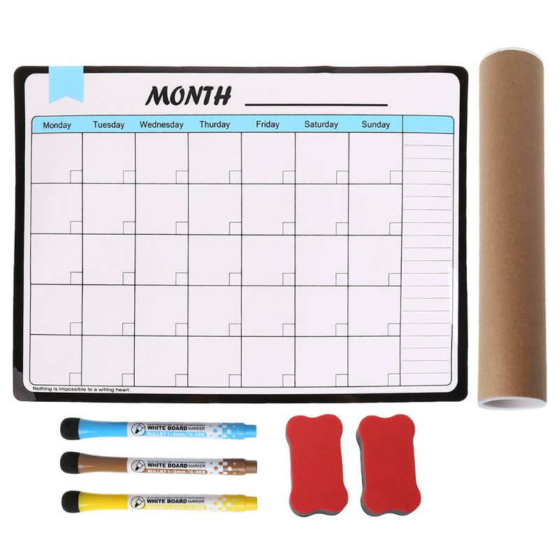 Monthly Planner Soft Magnetic Whiteboard Fridge Magnets Drawing Message Memo Pad M2EC