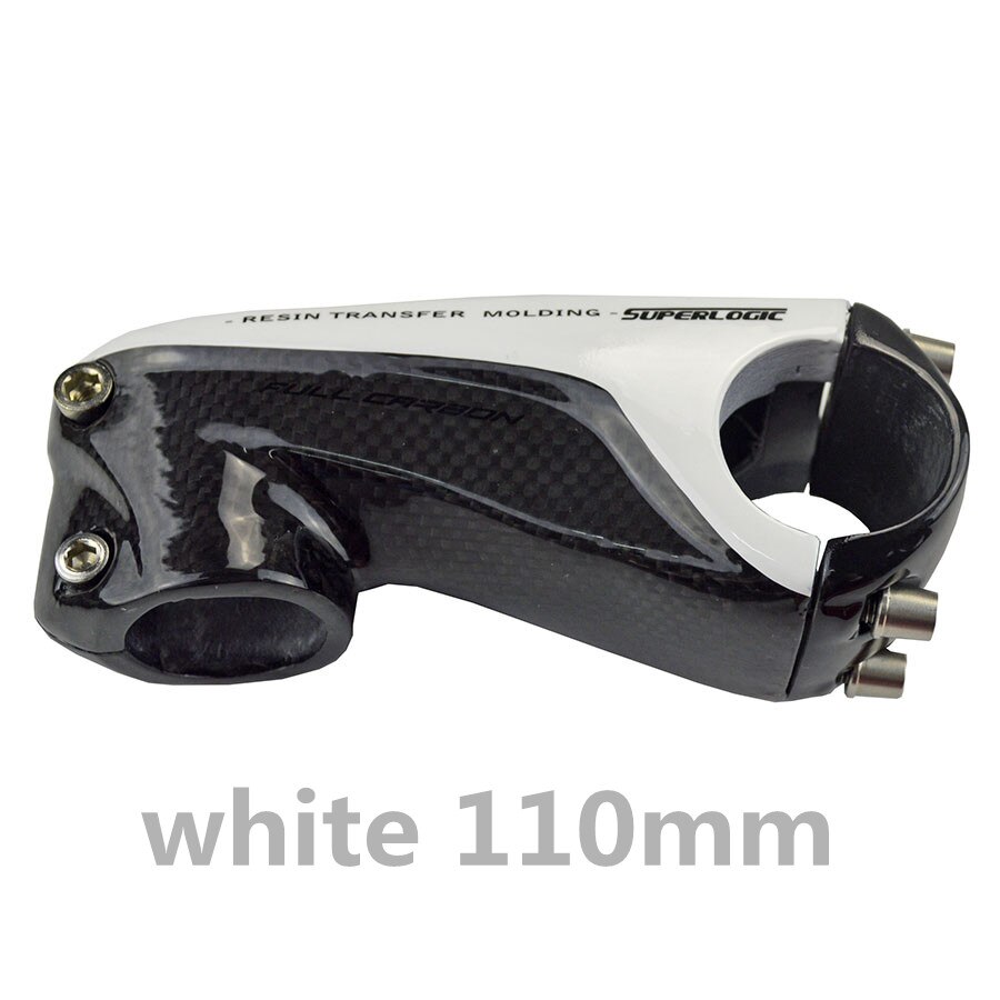 Carbon frempind sport underholdning cykling cykel dele cykel frempind cykel tilbehør 80/90/100/110mm 28.6mm 3k glans 6 grader: Hvid 110mm