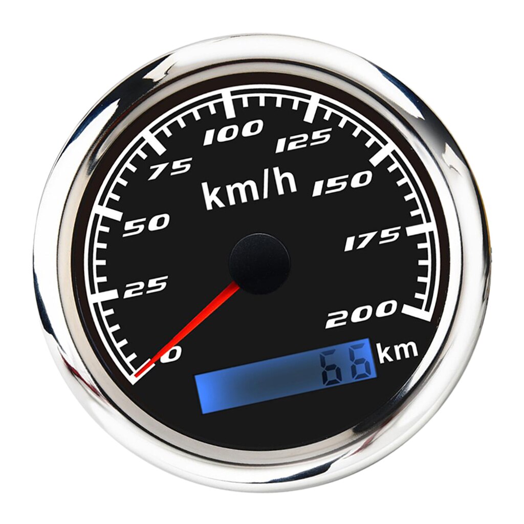 316 Stainless Steel L Bezel 85mm(3/8'') Speedometer Gauge 200 MPH Odometer for ATV Motorcycle Marine Boat: Black