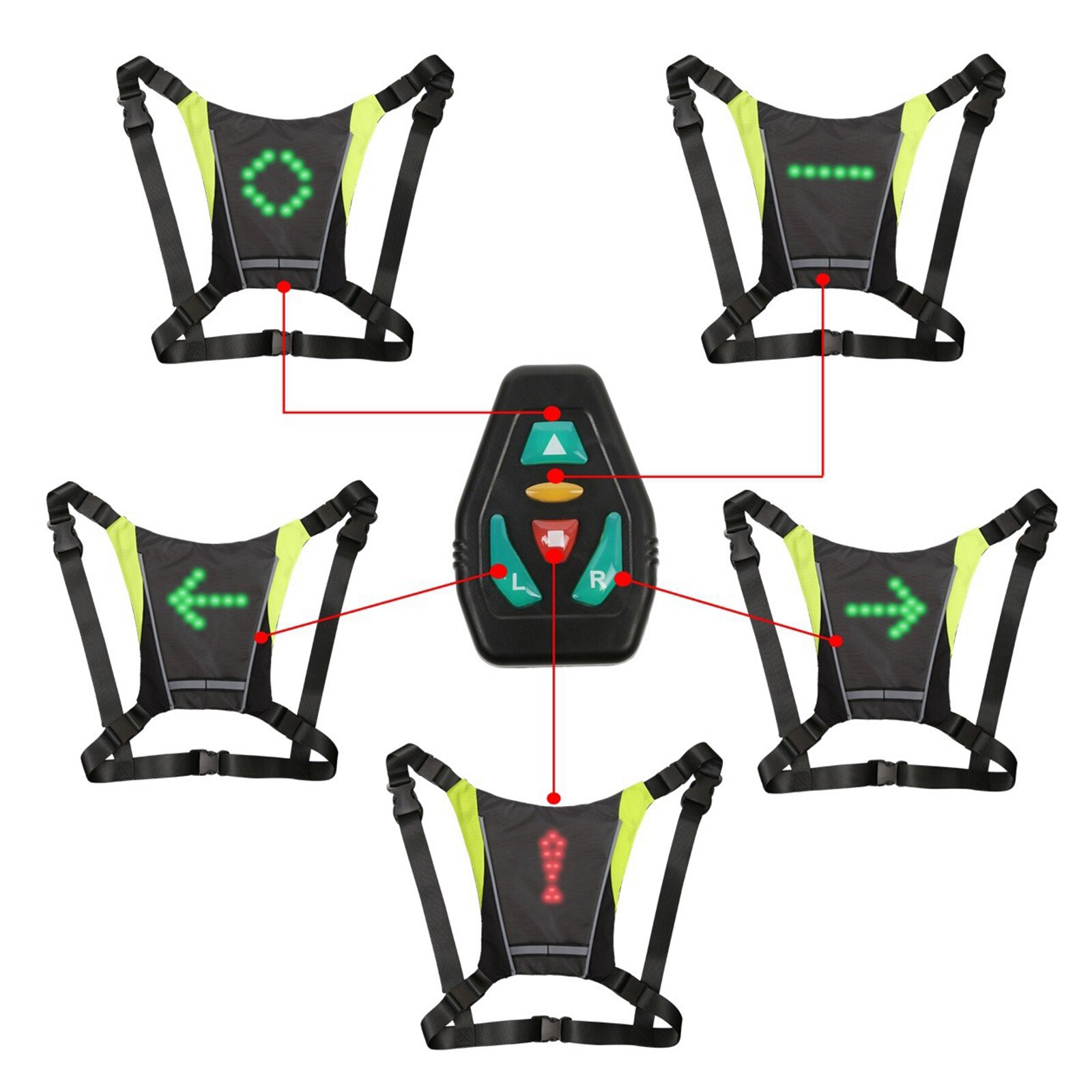 Gilet clignotant, indicateur de Direction lumineux de nuit, sac à dos de vélo, Guide de lumière