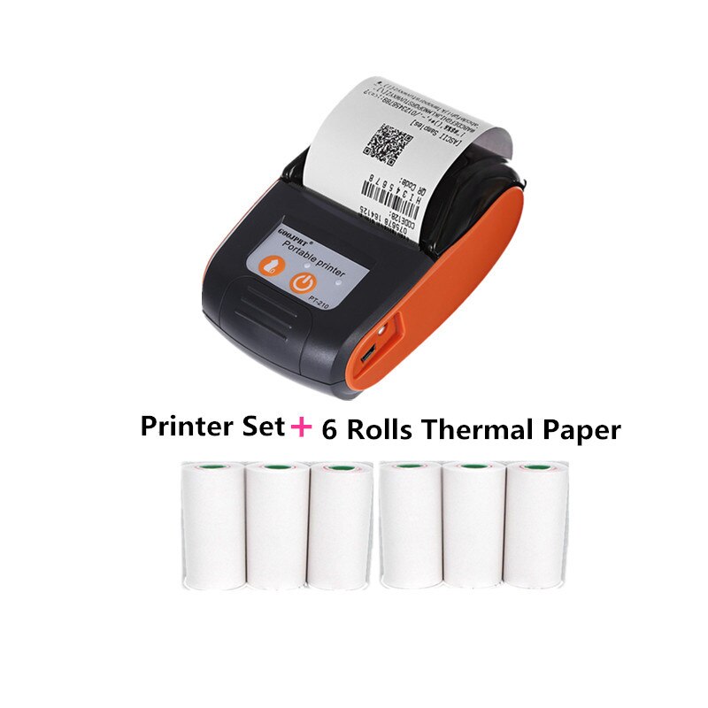 GOOJPRT Receipt Machine PT210 Portable Printer Wireless Bluetooth Thermal Printer With USB Port for Android iOS Supermarket Club