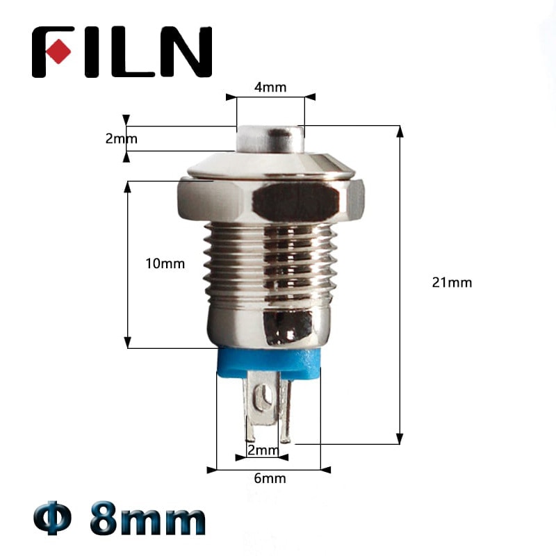 8mm mini metal push button switch on off momentary high head switch 3v 12v led illuminated push button 1 no switch