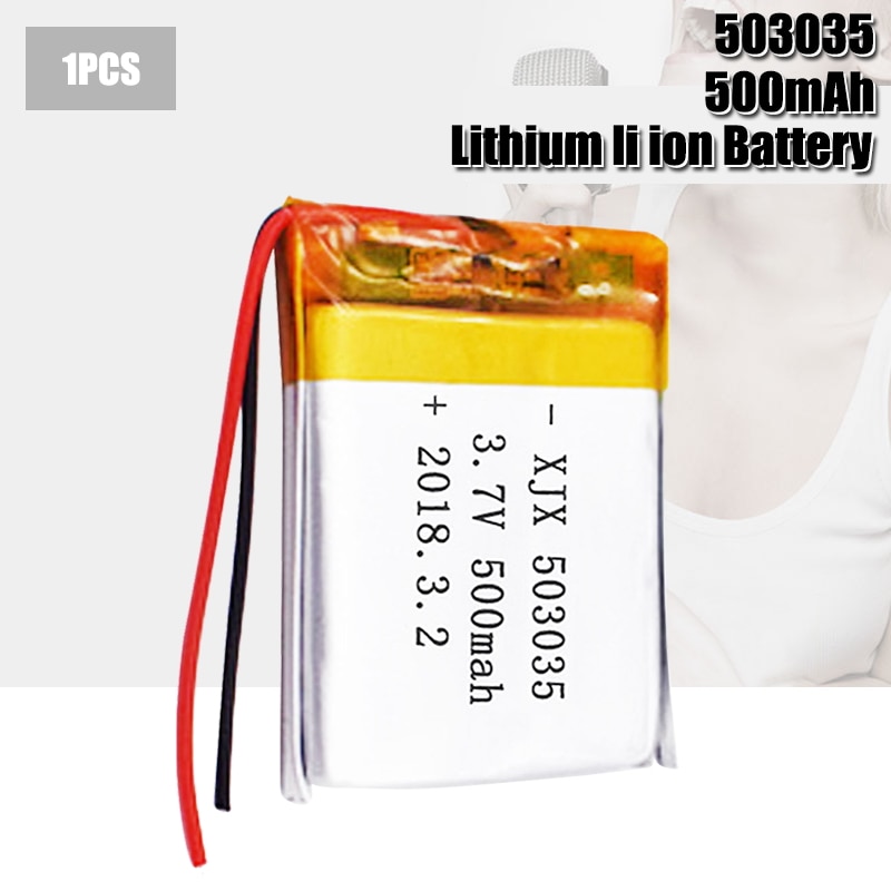 3.7V komórki Lipo 503035 500mah akumulator litowo-polimerowy do MP3 MP4 GPS zestaw słuchawkowy bluetooth DVD LED lampa E-book: 1PCS
