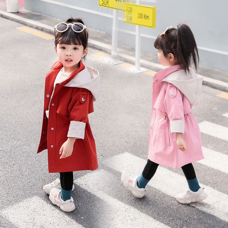 Herfst Winter Mode Baby Meisjes Trenchcoat Jas Kids Bovenkleding Hooded Windbreaker Kinderen Kleding Voor Meisjes W528