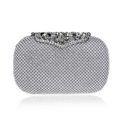 SEKUSA Abend Kupplung Taschen Diamant Besetzte Abend Tasche Mit Kette Schulter Tasche frauen Handtaschen Geldbörsen Abend Tasche Für hochzeit: YM1223silver