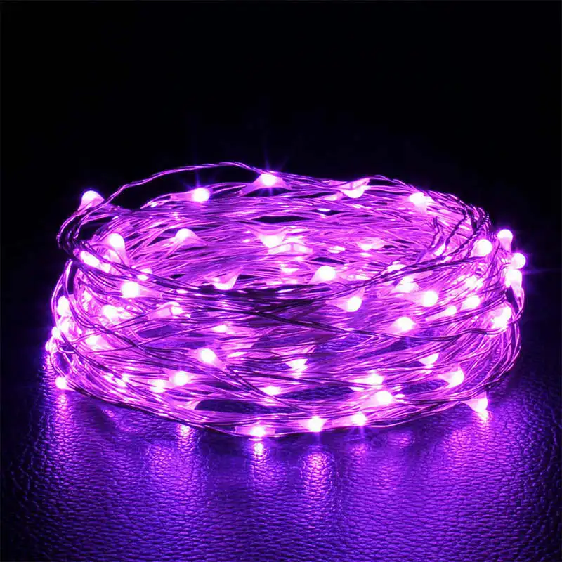 Guirnaldas de luces LED con botón de cadena, luz con batería, decoración del hogar, sala de estar, dormitorio, jardín, Navidad, boda, adorno de Año: Blanco frío / 300 W