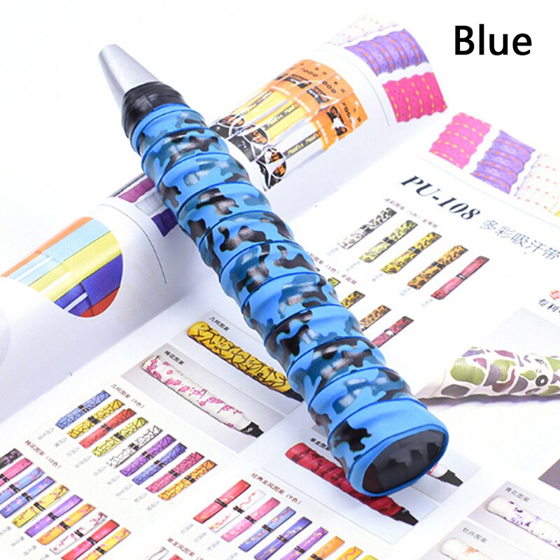 Antideslizante raqueta de bádminton Overgrips cinta transpirable deporte sobre Tenis agarre Banda de sudor: blue