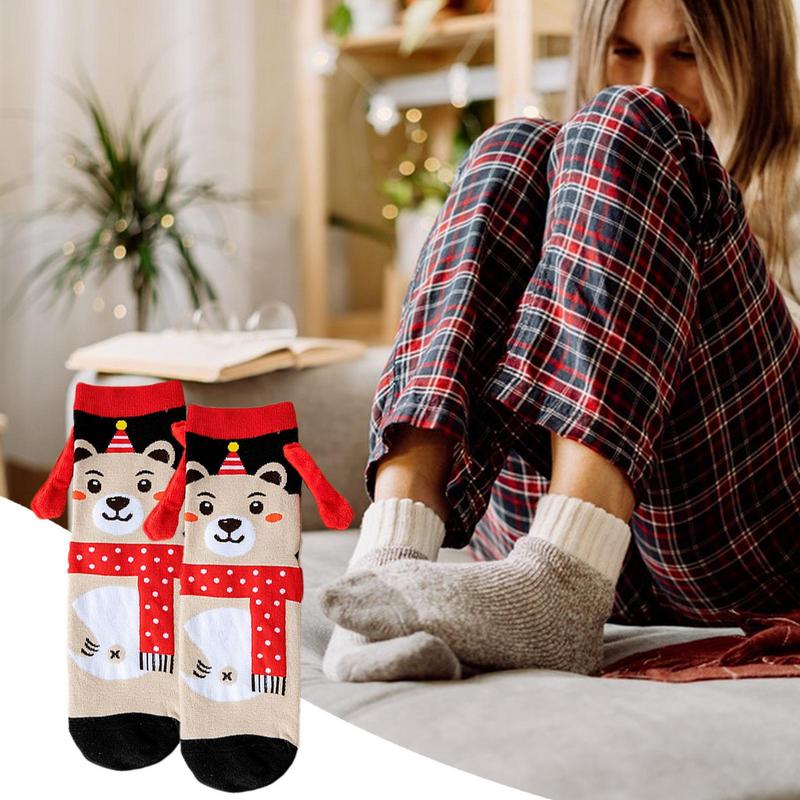 Socken mit Händen, verrückte Socken, 1 Paar Weihnachts-Magnetsocken, lustige Requisiten, Karikatur, lustige Socken für Männer, Frauen, Erwachsene