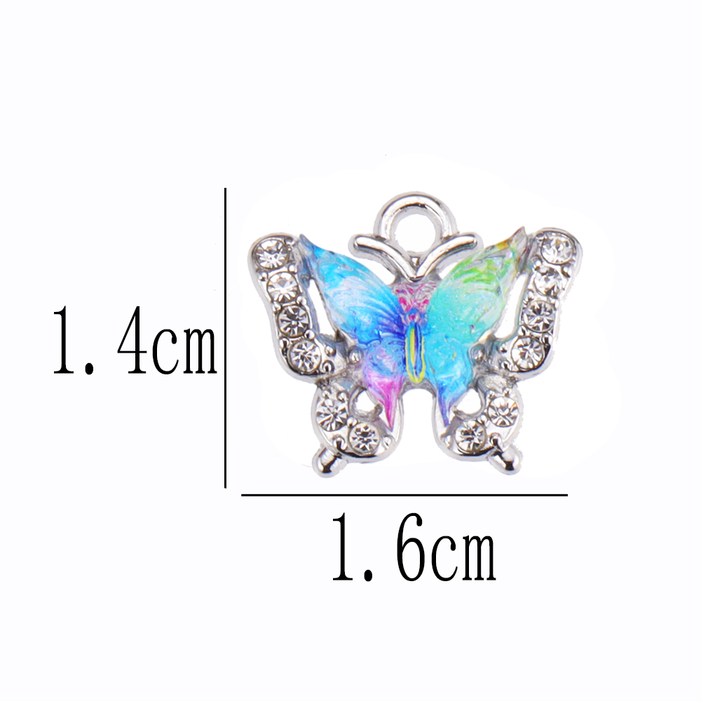 10 Uds. De dijes de animales de mariposa de cristal de colores mezclados, pendientes dulces para mujer, accesorios de pulsera, suministros de joyería Diy