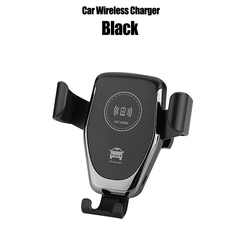 Cargador inalámbrico Qi para coche para iPhone XS XR Samsung S10 Huawei, soporte completamente automático, soporte de carga inalámbrico rápido de 10W para coche: Black