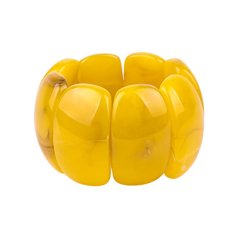 Brazalete clásico de resina para mujer, pulseras grandes de , brazaletes geométricos anchos de acrílico elástico, joyería Simple con dijes para mujer: yellow
