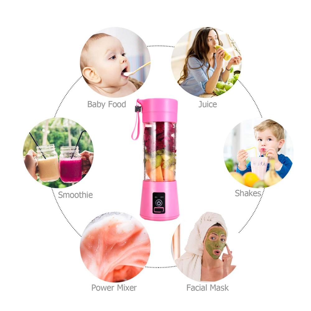 Portable Electric Juicer Rechargeable Smoothie Blender USB Mini Fruit Mixers Juicers Fruit Extractors Food Milkshake Multifuncti