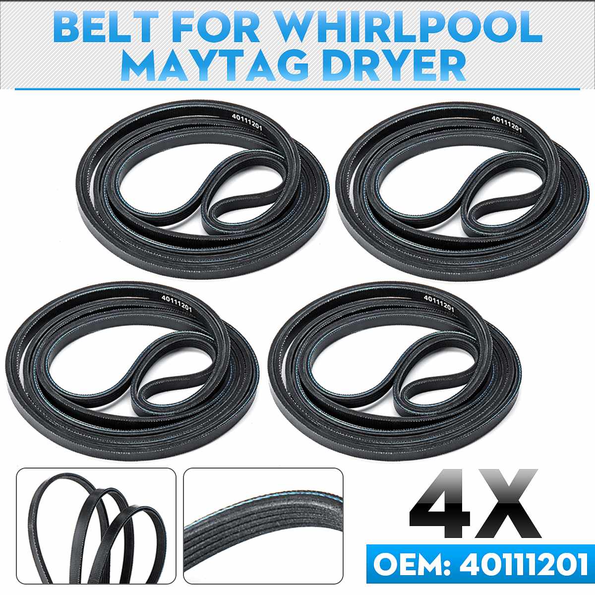2-Pack Dryer Belt 661570 - Fits Whirlpool, Kenmore Dryers, Replaces 40111201, AP5983729, 3387610
