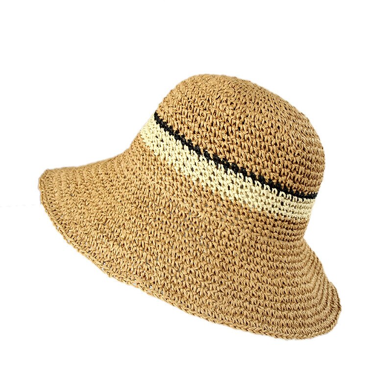 Simple Portable Summer Beach Hat Female Casual Panama Hat Lady Brand Women Flat Brim Straw Cap Girls Sun Hat Bob