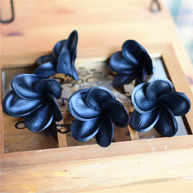 Black Plumerias Natural Real Touch frangipani Flower heads for cake Toppers, Wedding Decorations Artificial Flowers Head flowers: black
