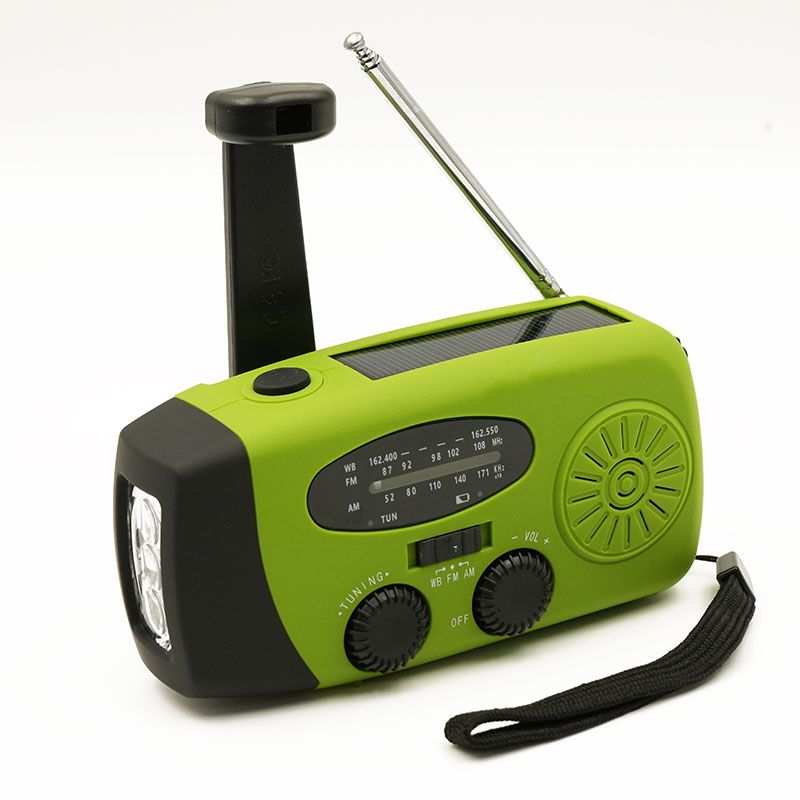 2000 mAh Radio awaryjne Wielofunkcyjne radio z korbą ręczną na energię słoneczną FM AM WB NOAA Radio pogodowe Ładowanie USB 3 latarki LED: Czerwony