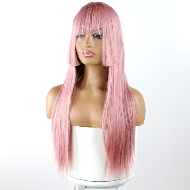 LISI GIRL longue ligne droite perruque noire perruques synthétiques pour les femmes partie moyenne naturelle perruque de dentelle fibre résistante à la chaleur perruque d'apparence naturelle: n ° 18