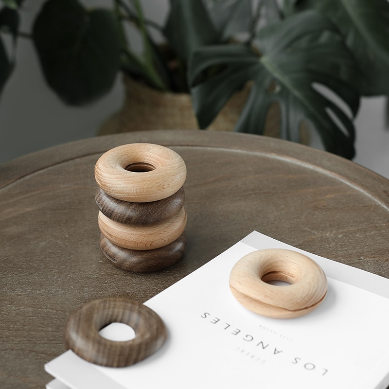 4 stk donut form mini bøg sort valnød taske klips hjem opbevaring organisator køkken værktøj til snacks cookies chips