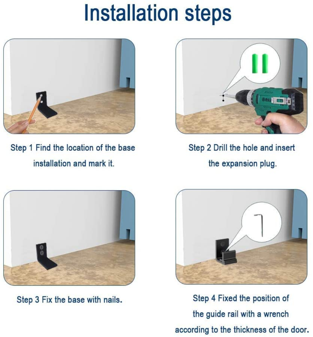 LWZH Sliding Barn Door Floor Guide Adjustable Floor Guide Wall Mounted Barn Floor Guide Suitable for Single Door Easy to Install