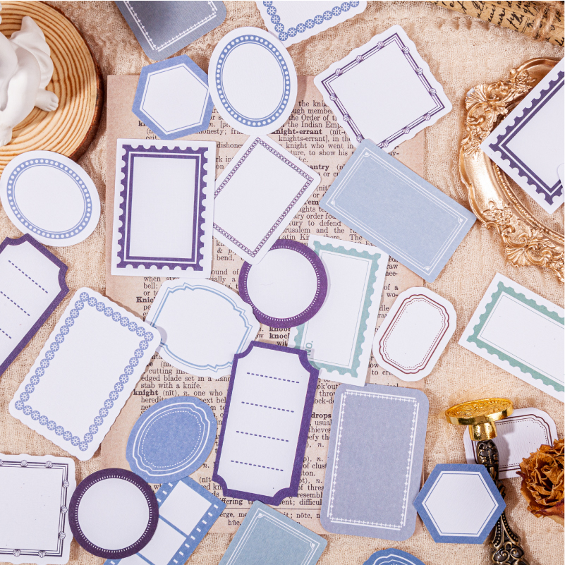 30 Uds. Etiquetas adhesivas de marco minimalista, Collage artístico, diario basura, suministros para álbum de recortes, pegatinas estéticas artesanales, marcado