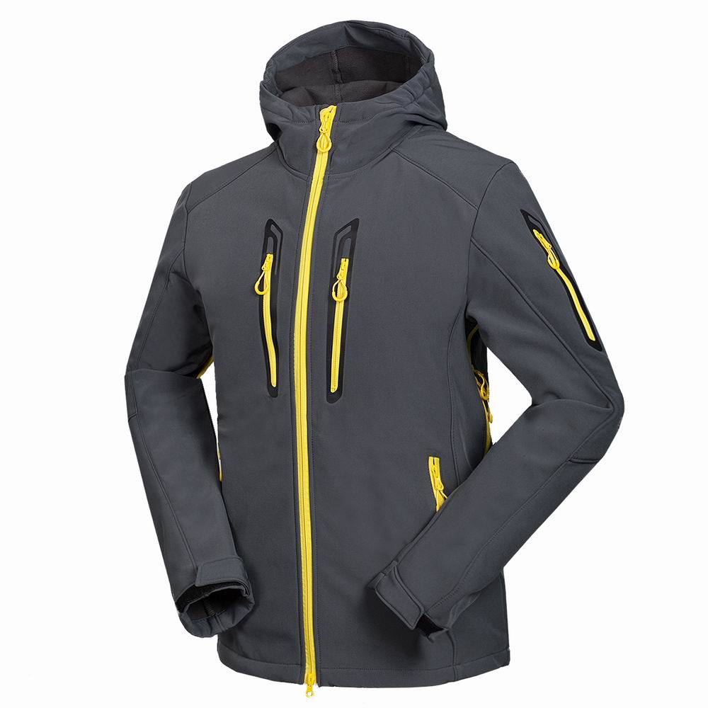 Softshell-jacke Männer Wasserdicht Winddicht Vlies warm Halten Mantel draussen Sport Wandern Camping Jagd Atmungsaktiv Hoodie Kleidung: grau / L