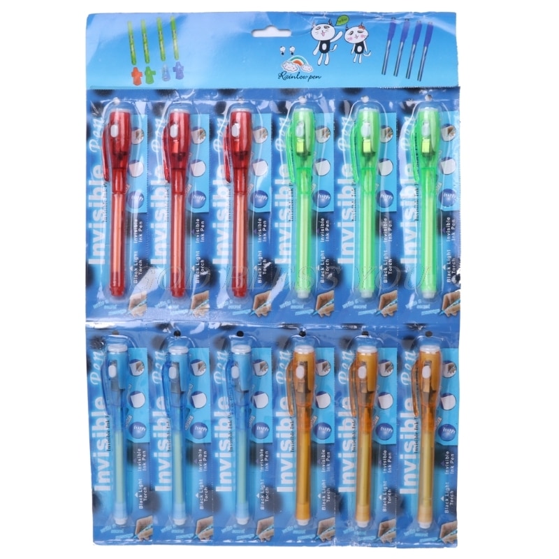Rotulador fluorescente con luz UV negra, rotulador fluorescente de tinta Invisible, 12 Uds.