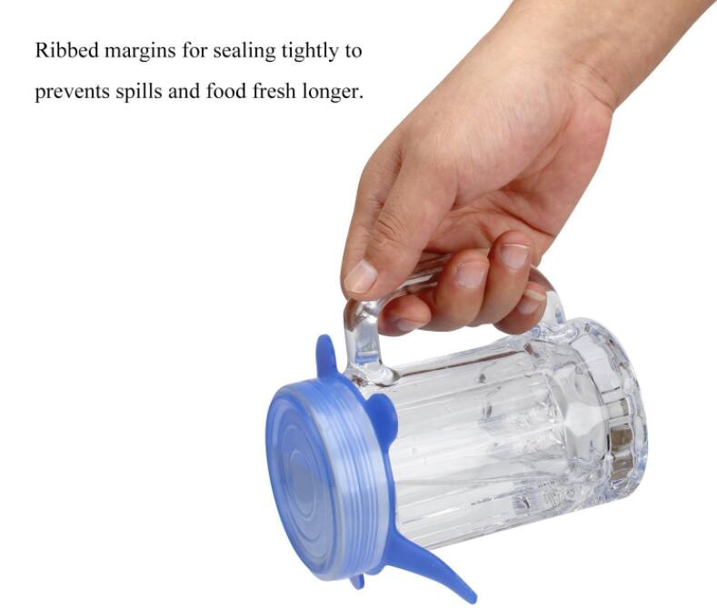 Tapa de succión de silicona Universal, tapa de olla de cocina, tapa elástica de silicona, tapa de tapón de derrame de sartén de cocina, 6 unids/set por juego