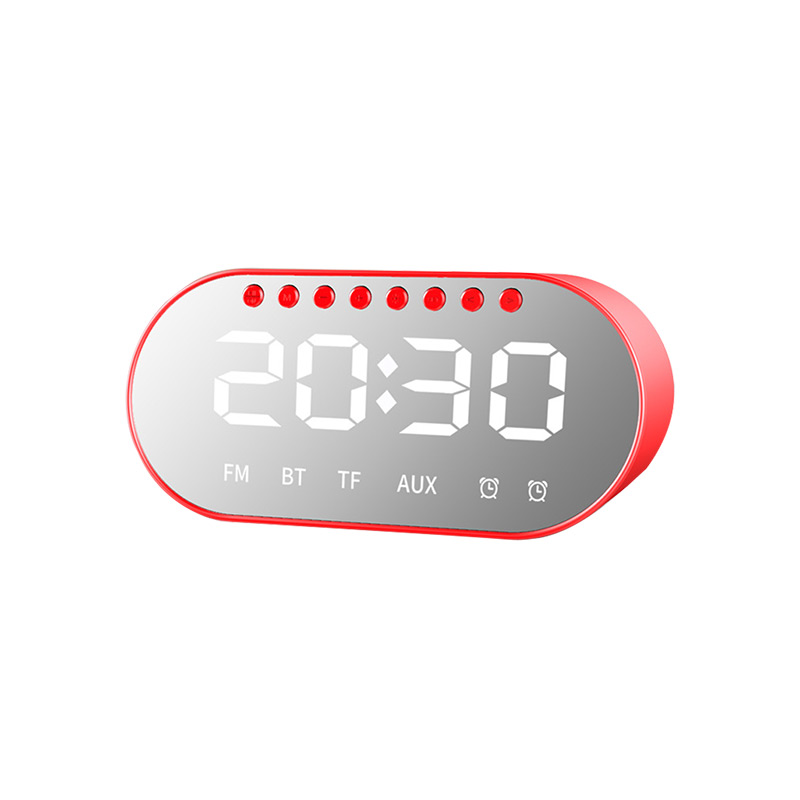 Clock Speaker Wireless Mirror LED Dual Alarm Clock Bluetooth 4.2 Bass Speaker USB TF AUX FM Radio Built-In Microphone Speaker: Default Title