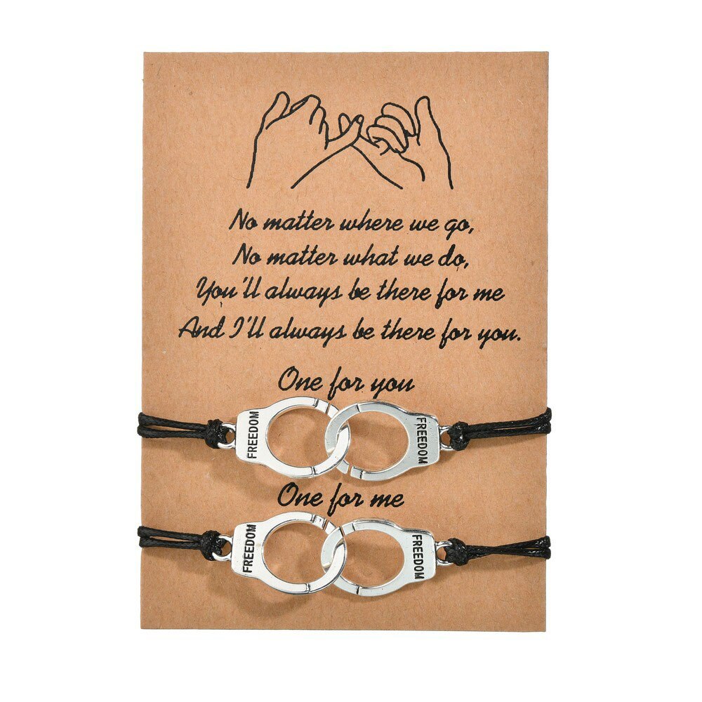 Pulsera de hombre de Estilo Vintage ajustable hecha a mano, joyería con abalorio de esposas para mujer, accesorios de amistad, para chica