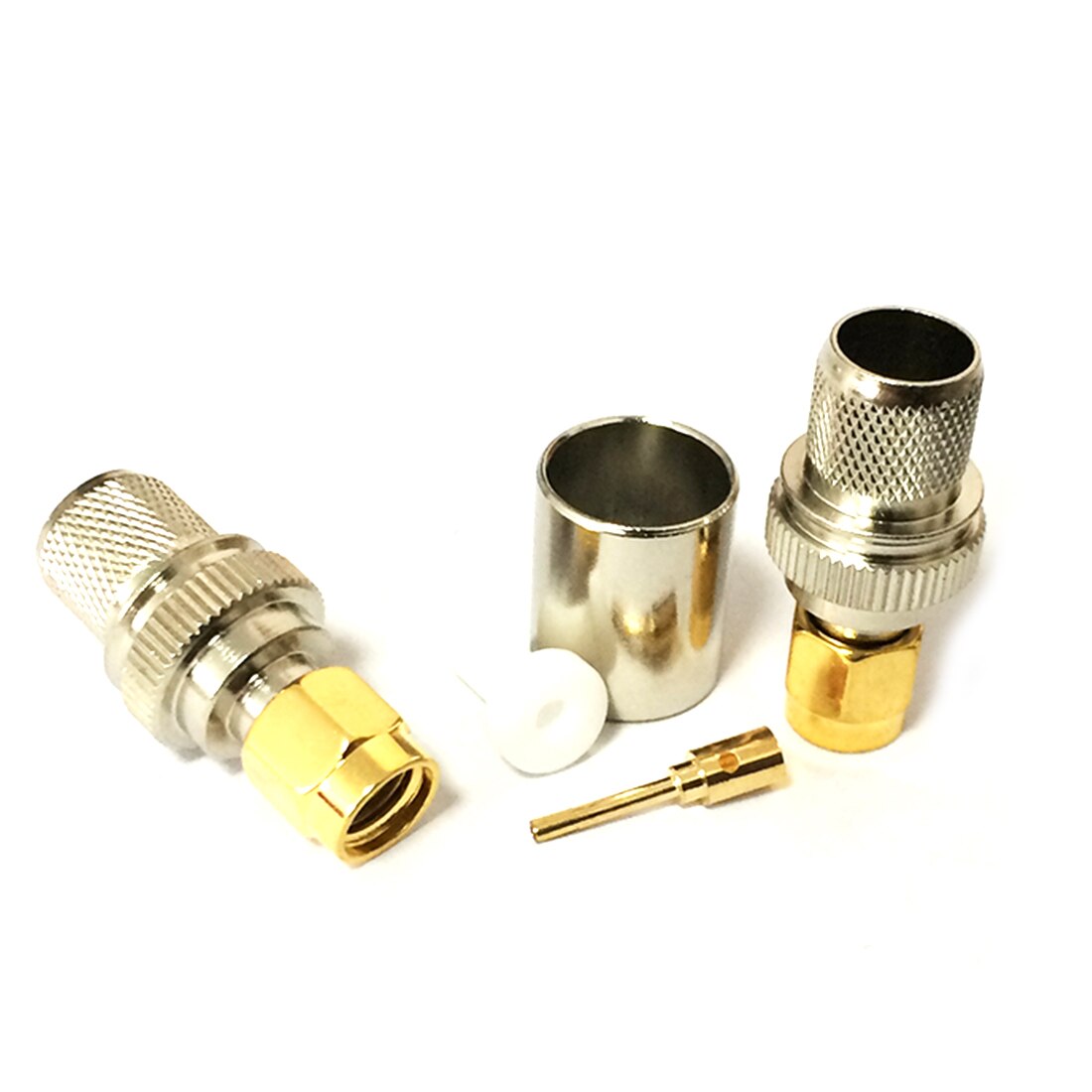 1pc RP-SMA Male Plug RF Coax Modem Convertor Connector Crimp RG8,RG213,LMR400 Straight Nickelplated