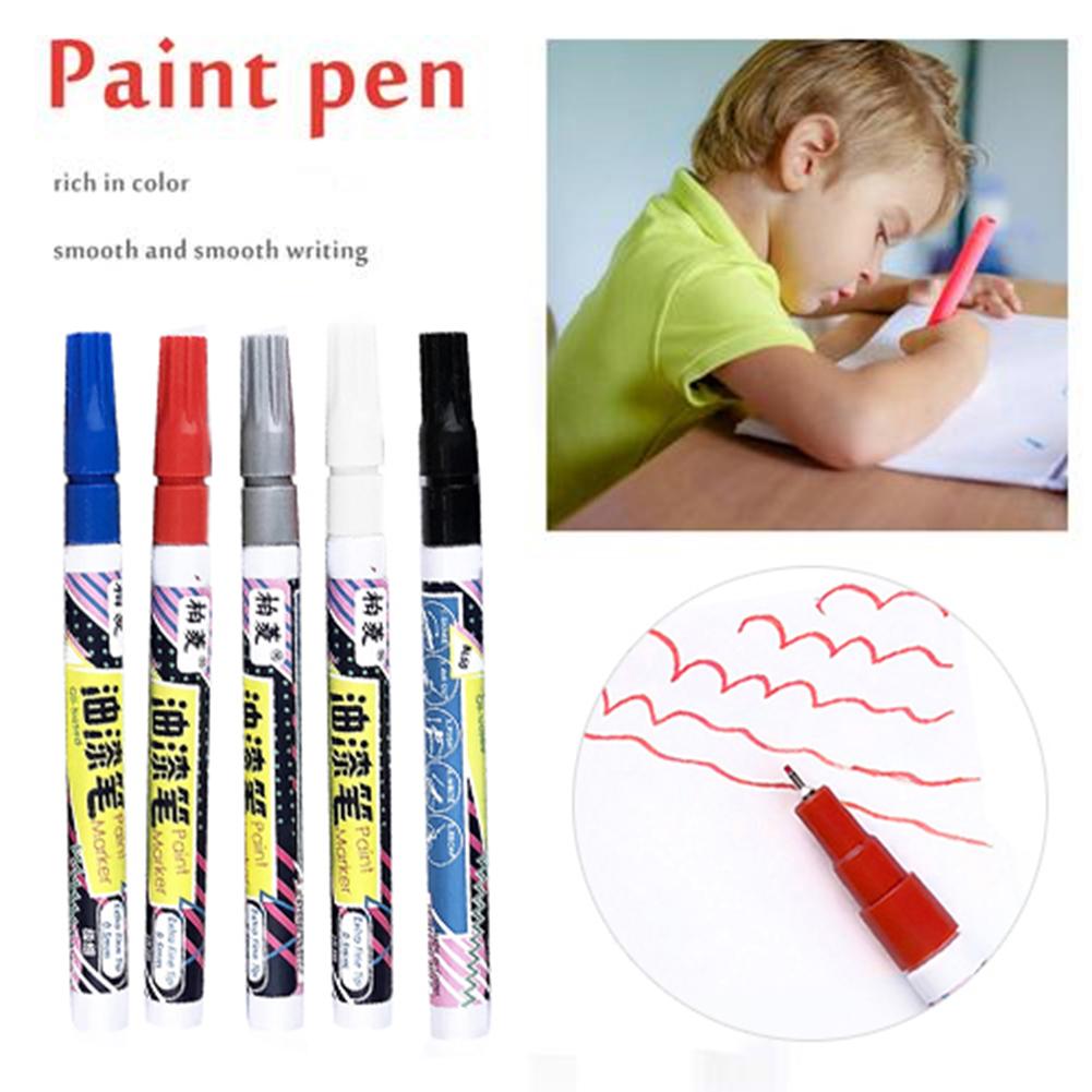 Stylo Peinture Pneus Voiture - Étanche Résistant - Couleurs Vives Rouge - Pour Marquage Caoutchouc Métal Bois - 5