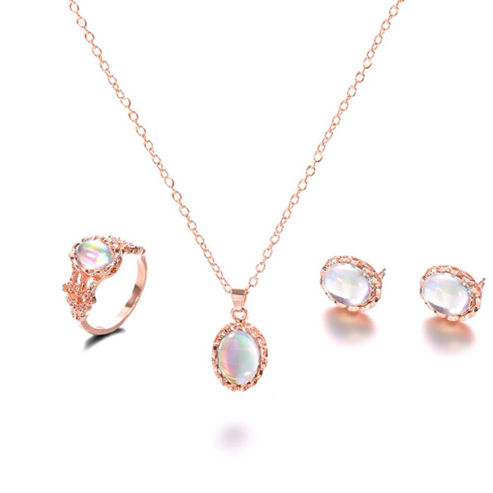 Vintage Opal Sieraden Sets Voor Vrouw Hanger Kettingen Choker Water Oorbellen & Ring Goud Kleur Bohemen Bruiloft Sieraden