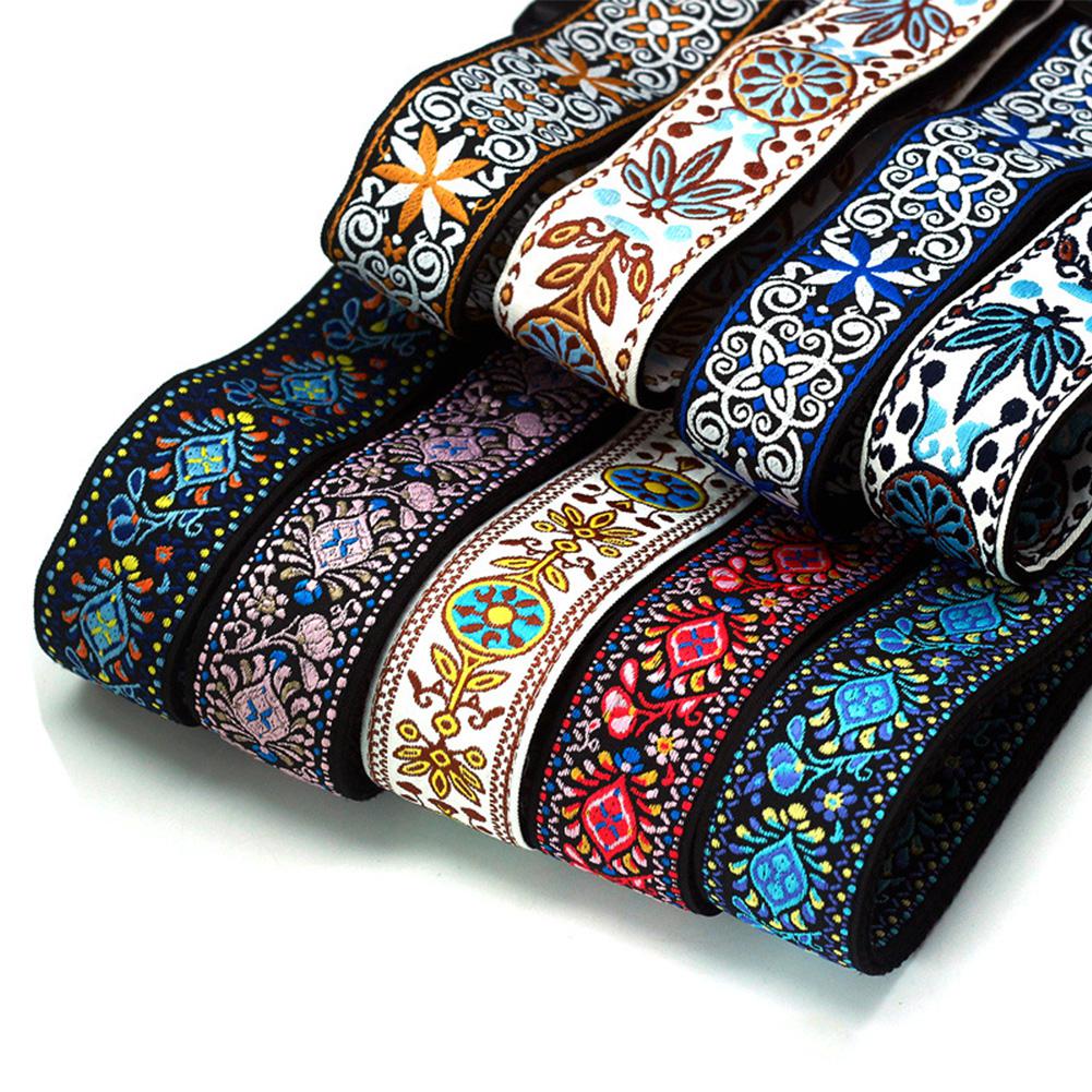 cinturón bordado, banda Jacquard ajustable con extremo de cuero para instrumento Musical de Bajo acústico eléctrico bajo folclórico