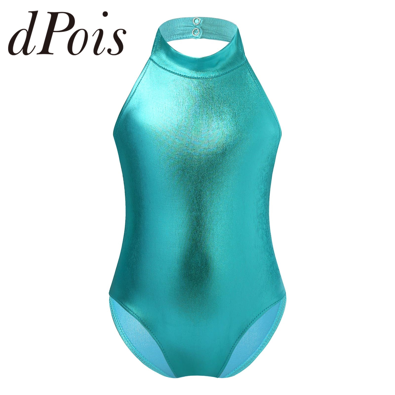 Kids Girls Ballet Gymnastics Leotards Halter Neck Sleeveless Leotard Open Back Gymnastic Bodysuit Jumpsuits Childrens Dance Wear