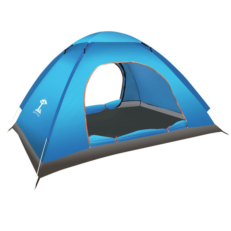 Udendørs stort kastetelt vindtæt vandtæt 3-4 personer automatisk hastighed åbner pop up strand campingtelt stor plads: Blå dobbeltdør