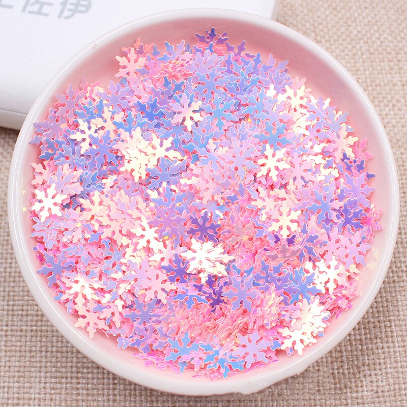 20g Glitter Sneeuwvlok Pailletten voor Ambachten Losse Pailletten Pailetten Naaien Accessoires Kerst Bruiloft Decoratie Confetti 9mm: pink