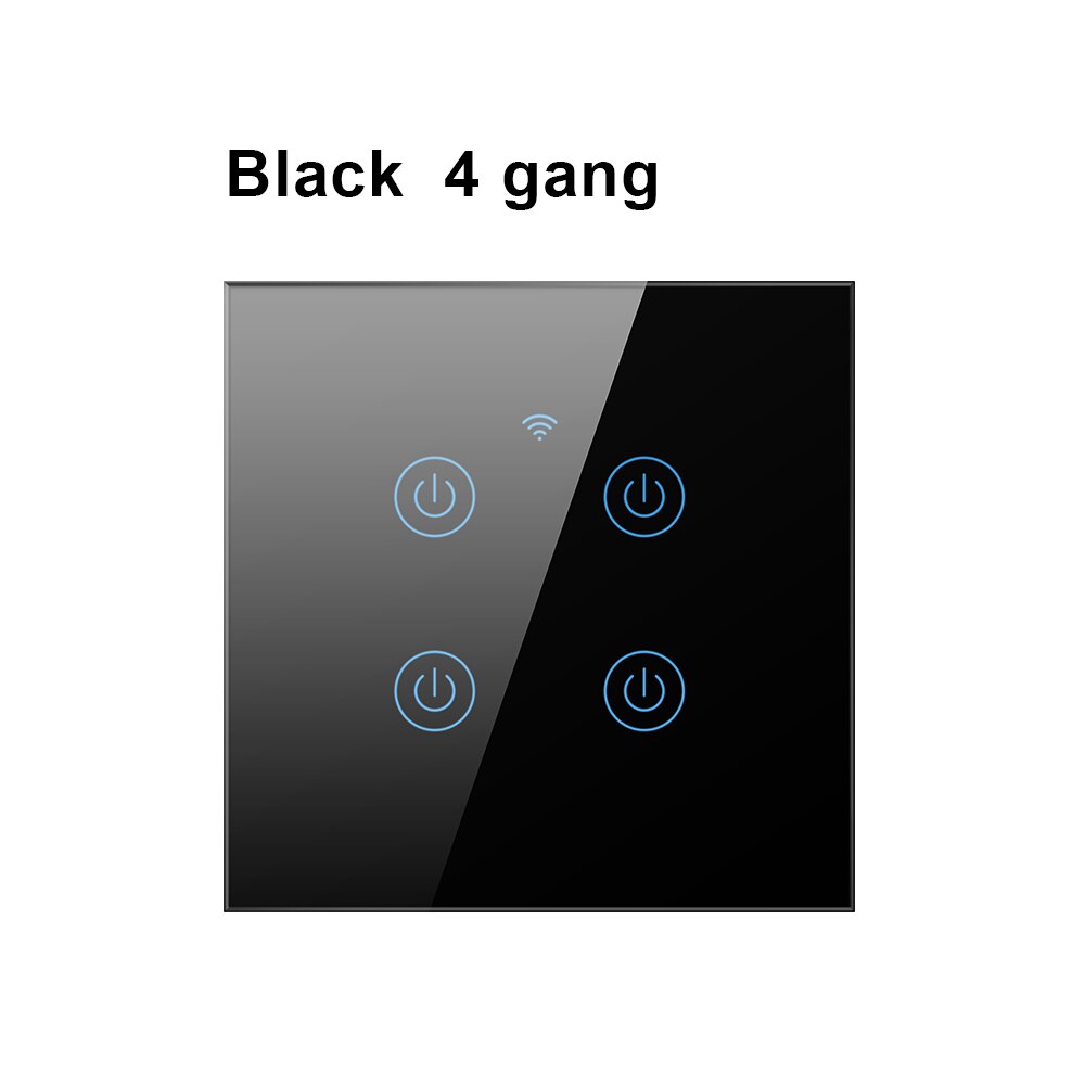 AVATTO – interrupteur de lumière intelligent, 1/2/3/4 boutons, wi-fi, pour maison connectée, fonctionne sans fil neutre, compatible avec Alexa et Google Home, Tuya: Black 4 gang