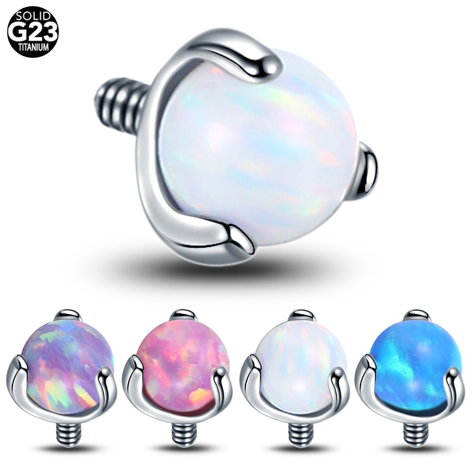 1Pc G23 Titanium Microdermal Piercing Oppervlak Dermal Anchor Top Skin Diver Opal Stone Verbergen In Oppervlak Body Piercing Sieraden