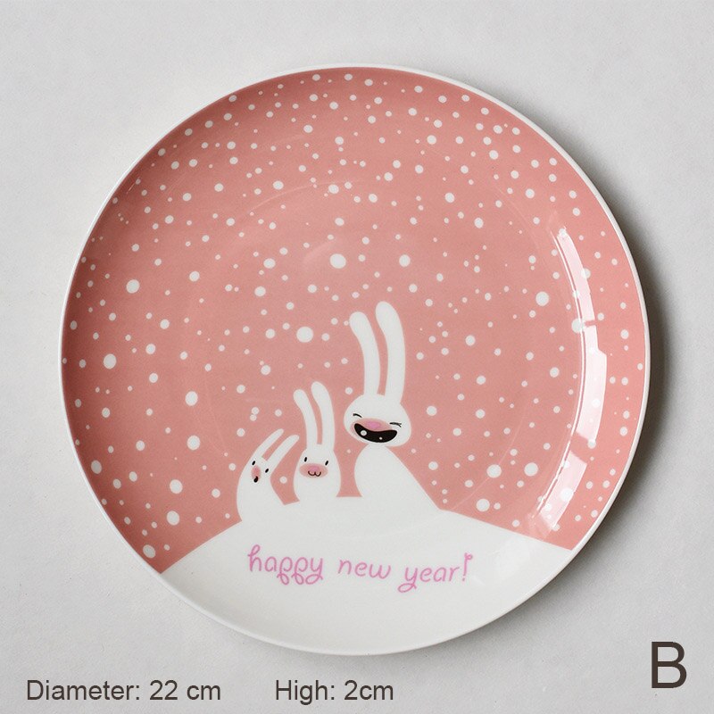 Ceramic Dinner Plate Christmas Cartoon Santa Claus Hand-painted Breakfast Dish Dessert Steak Fruit Plates Kitchen Tableware: B