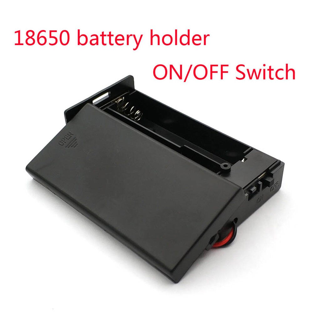 18650 Battery Case Holder 2 Slots Wired Battery Storage Box With ON OFF Switch: Default Title