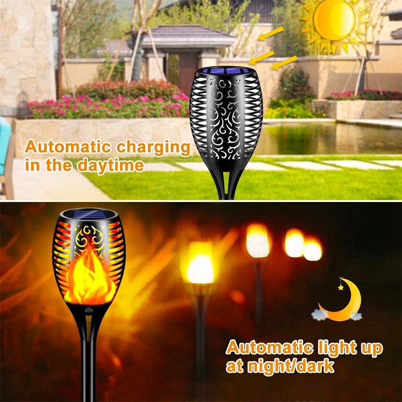 Solarleuchten, flackernde Flammen, Taschenlampen, wasserdicht, für den Außenbereich, Landschaftsdekoration, Lichter für Hof, Garten, Weg, Auffahrt