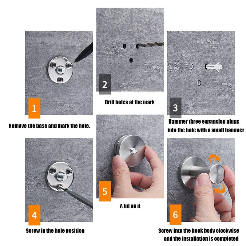 2pcs Column Clothes Hook Stainless Steel Single Hook Wardrobe Wall Toilet Wall Single Hook for Bathroom Kitchen Towel Hook