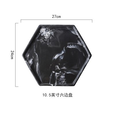 Black Chinese Ink Painting Ceramic Storage Tray Jewelry Display Porcelain Plate Dessert Snack Cake Plate Restaurant Serving Tray