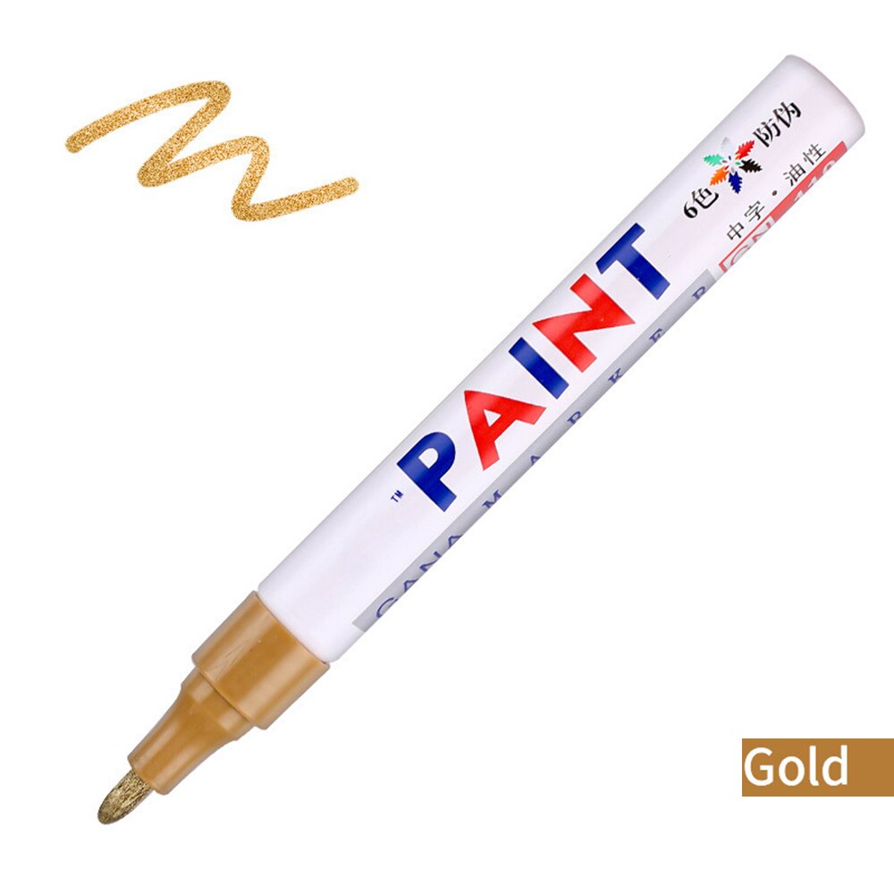 Marqueur réparation mur pinceau inodore Non toxique marqueur Permanent stylo pour carrelage sol et pneu approprié voiture peinture stylo: Or
