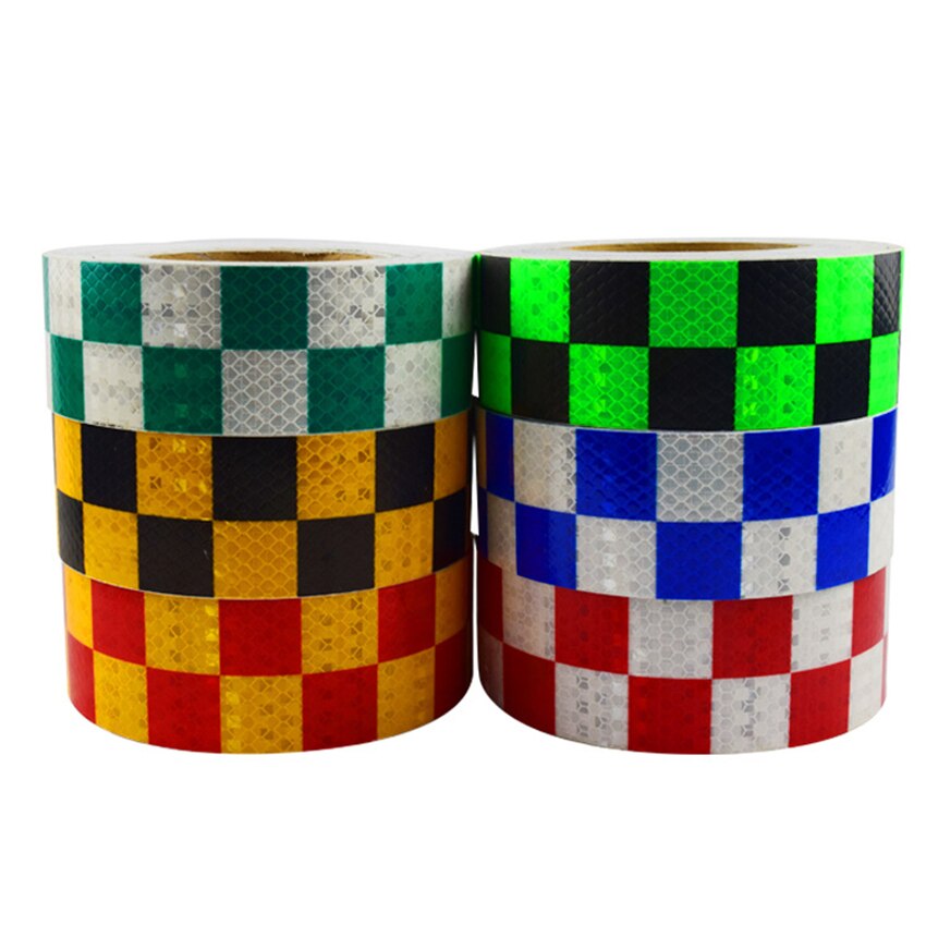 5cm X 25m Grid Reflective Safety Mark Tape Sticker Multi Color Self Adhesive Warning Reflective Film In Dark Effective