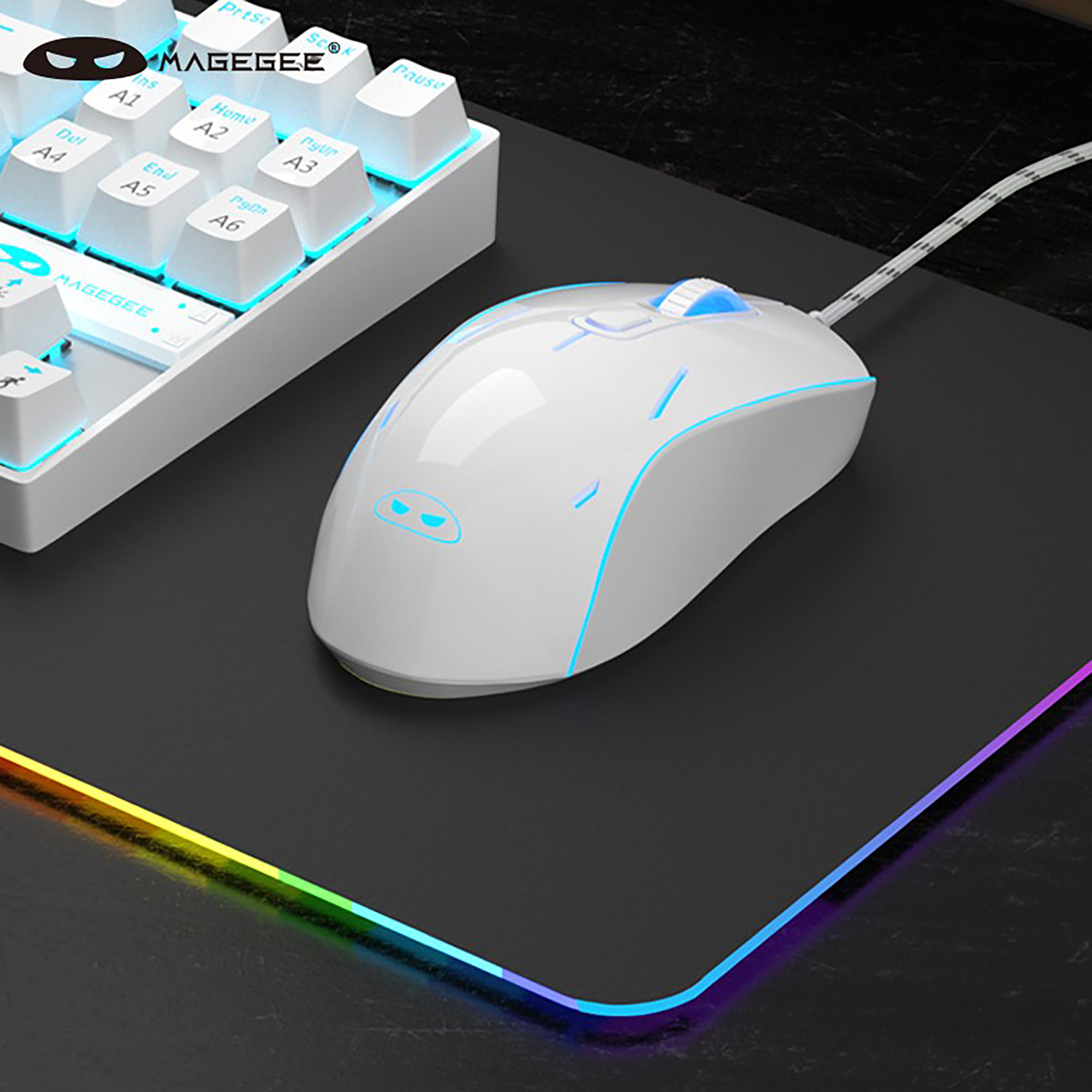Ratón silencioso para juegos con cable MageGee G12, ratón retroiluminado con LED de respiración de 7 colores, ratón óptico ergonómico de 6 DPI ajustables para Windows